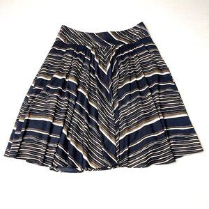 Talbots Flare Short Skirt Women’s Size 14 Brown Black Stripes Lined Lightweight
